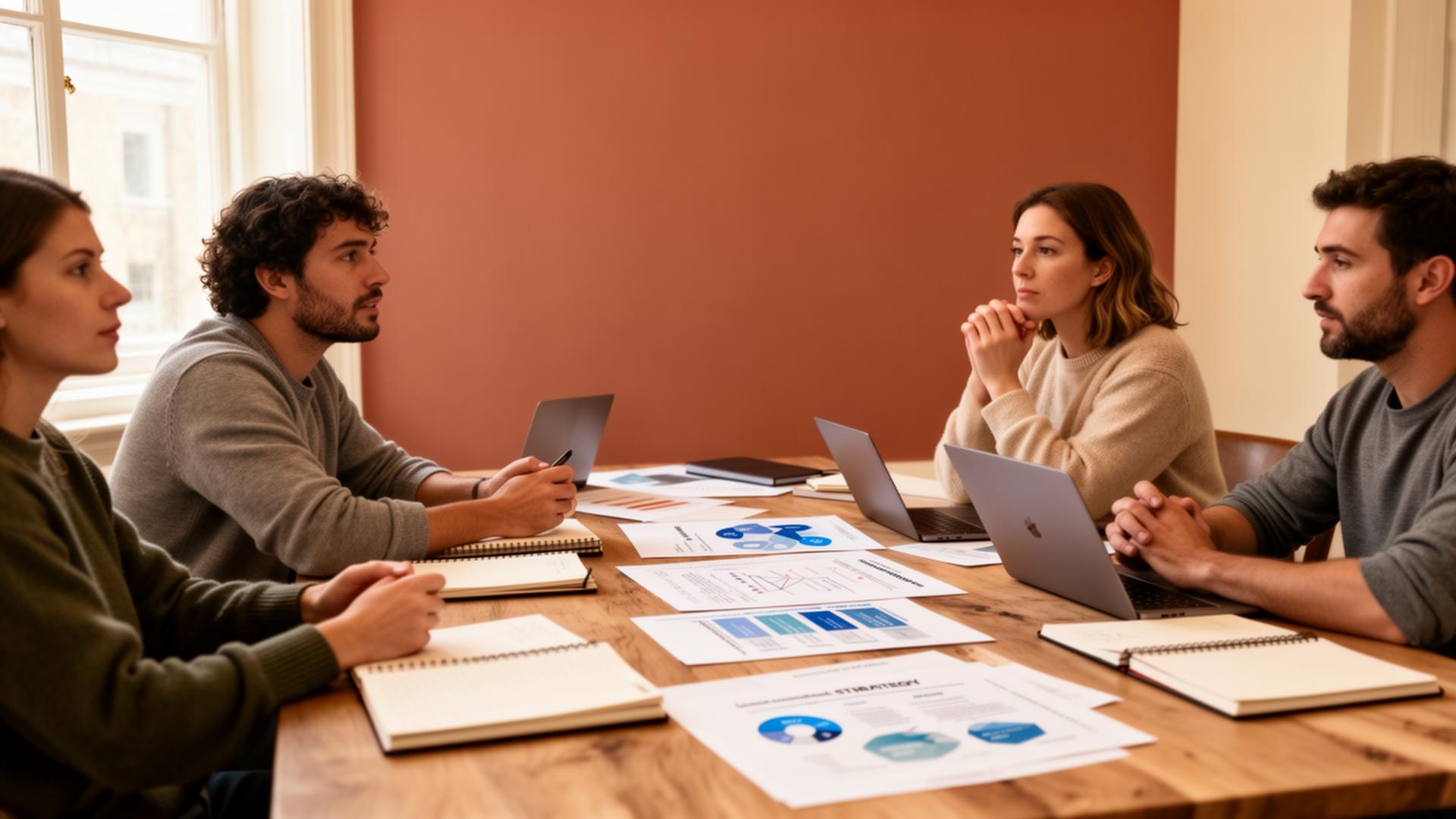Founder-led leadership team in discussion