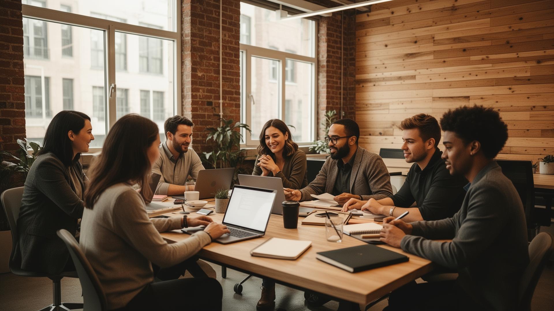 Team meeting in a coworking space